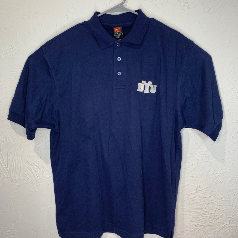 Nike BYU Cougars Football Polo Shirt Men’s Size Large Navy Blue Early 2000s
